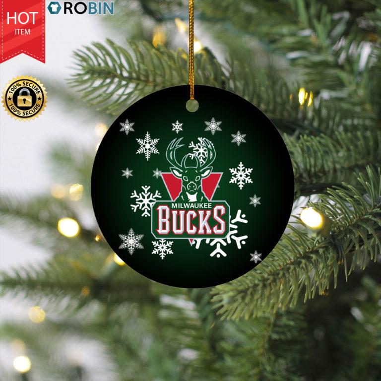 Milwaukee Bucks Merry Christmas Circle Ornament