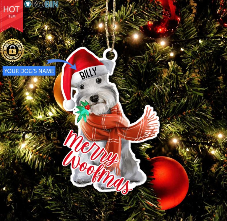 Personalized Miniature Schnauzer Merry Woofmas Christmas Ornament