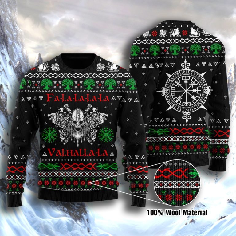 Vikings Falalala Valhala Christmas Wool Sweater