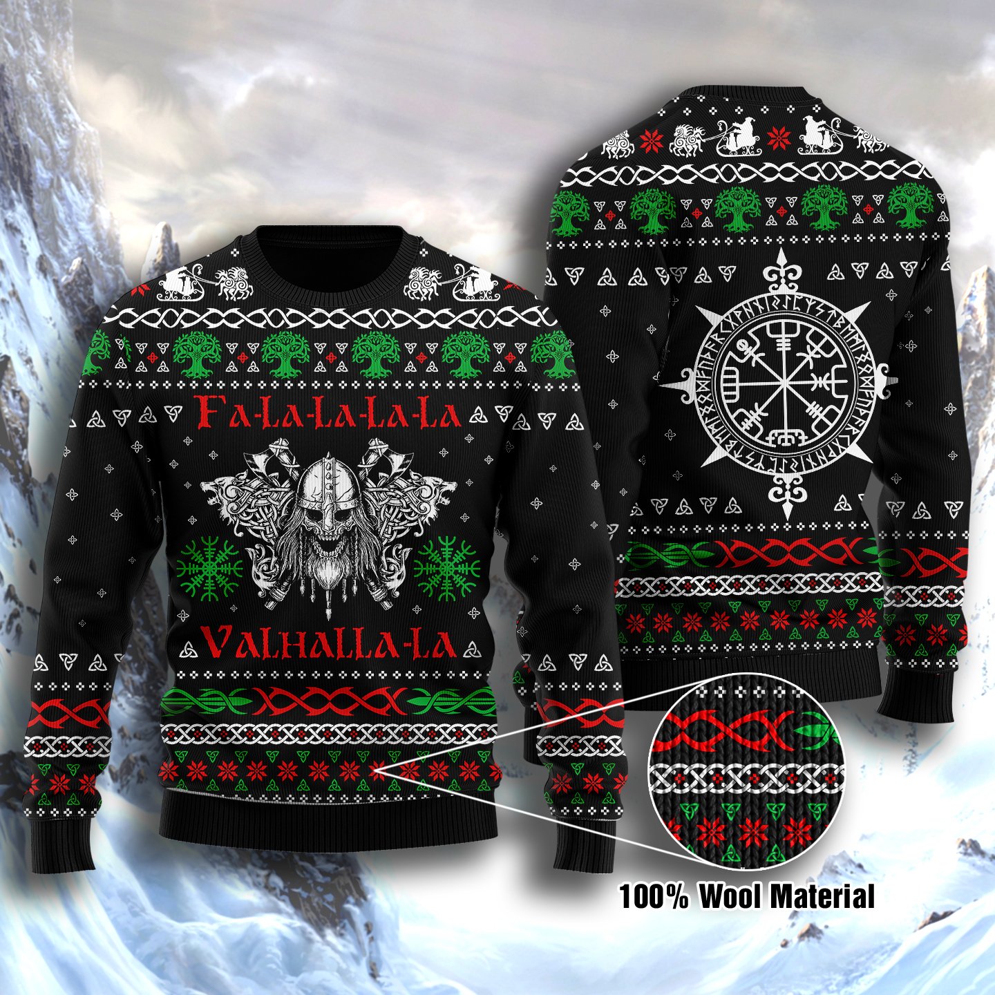 Vikings Falalala Valhala Christmas Wool Sweater - RobinPlaceFabrics