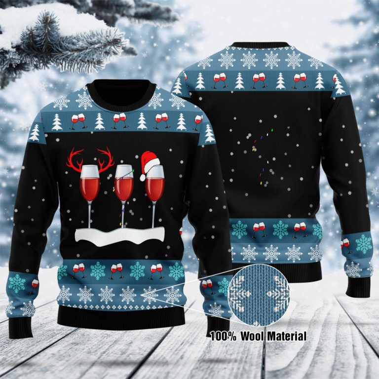 Merry Christmas With Wine Wool Sweater