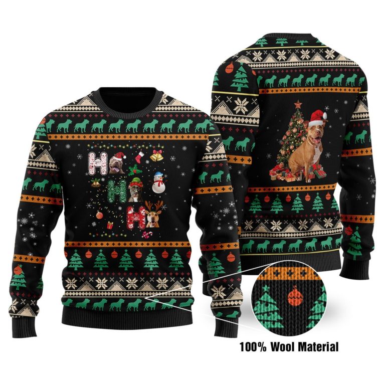 Pitbull Christmas Full Printed Christmas Wool Sweater