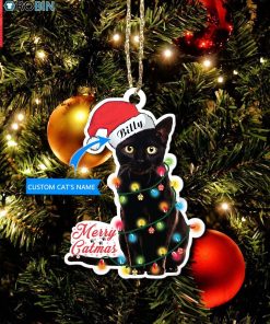 Personalized Black Cat Christmas Ornament