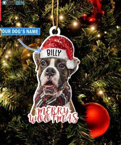 Personalized Boxer Merry Woofmas Christmas Ornament
