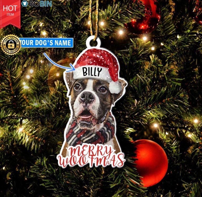 Personalized Boxer Merry Woofmas Christmas Ornament