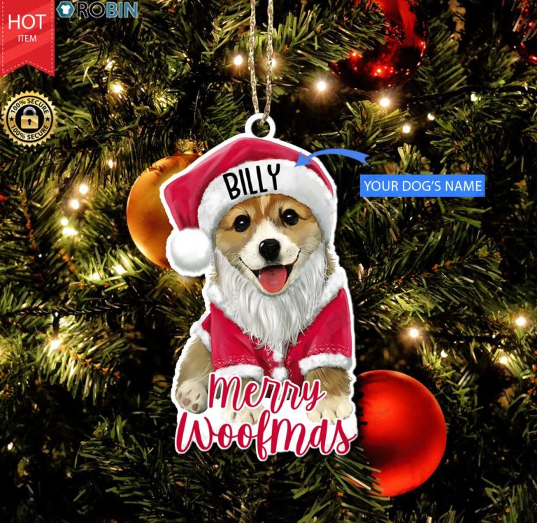 Personalized Corgi Merry Woofmas Christmas Ornament