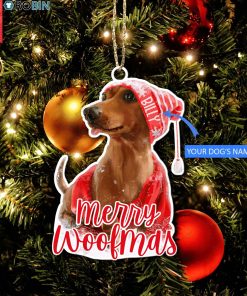 Personalized Dachshund Merry Woofmas Christmas Ornament Personalized Dachshund Merry Woofmas Christmas Ornament