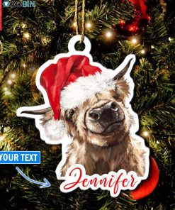 Personalized Highland Cow Christmas Ornament