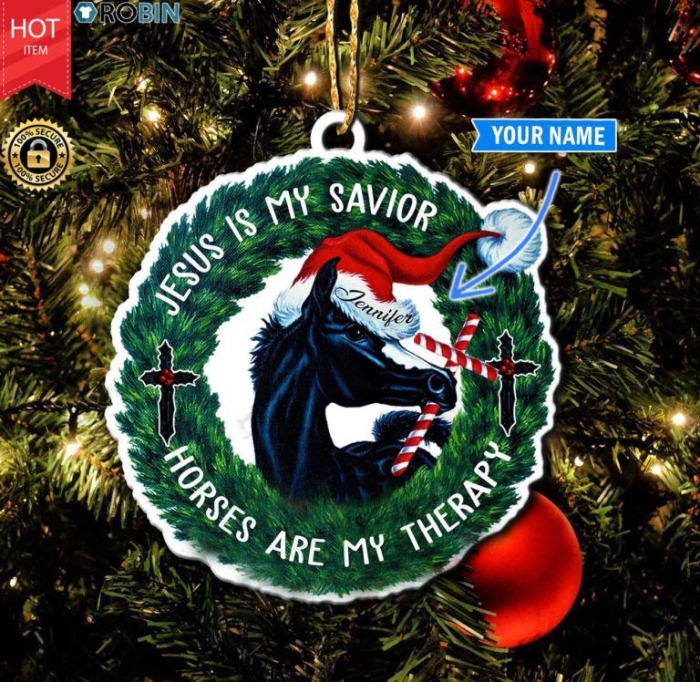 Personalized Horse Jesus Is My Savior Christmas Ornament