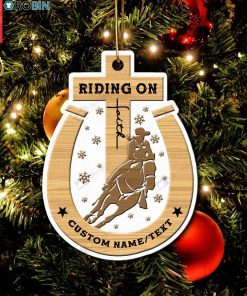 Personalized Riding On Faith Christmas Ornament