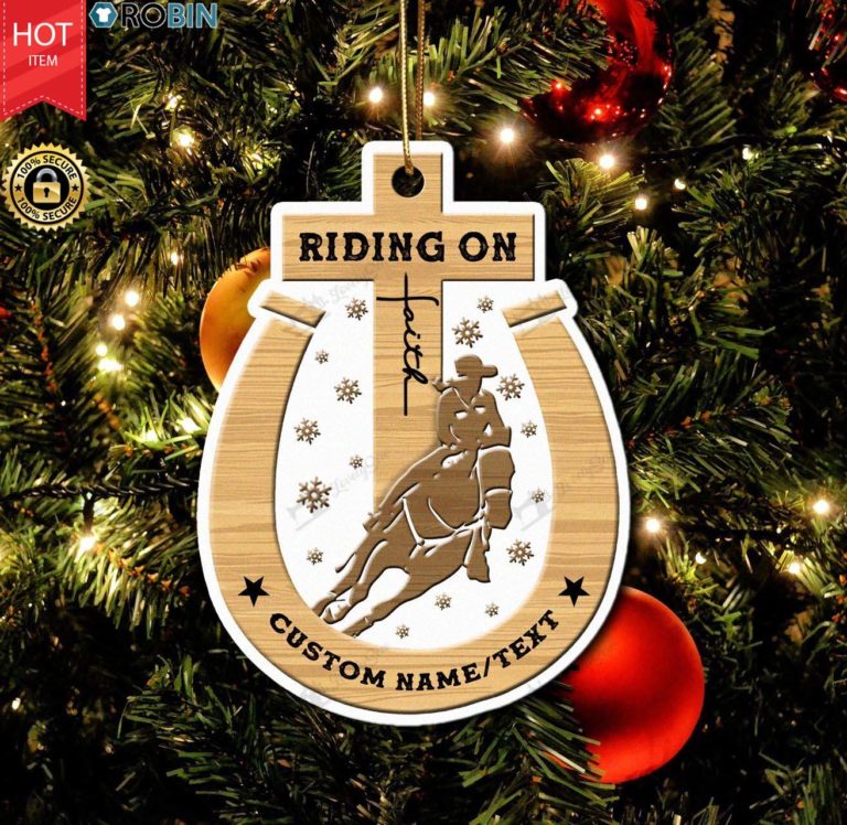 Personalized Riding On Faith Christmas Ornament