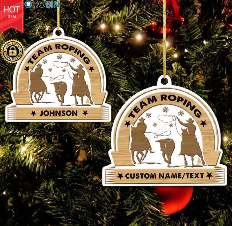 Personalized Team Roping Christmas Ornament