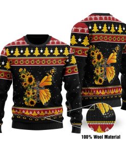 Sunflower Butterfly Full Printed Christmas Wool Sweater Sunflower Butterfly Full Printed Christmas Wool Sweater
