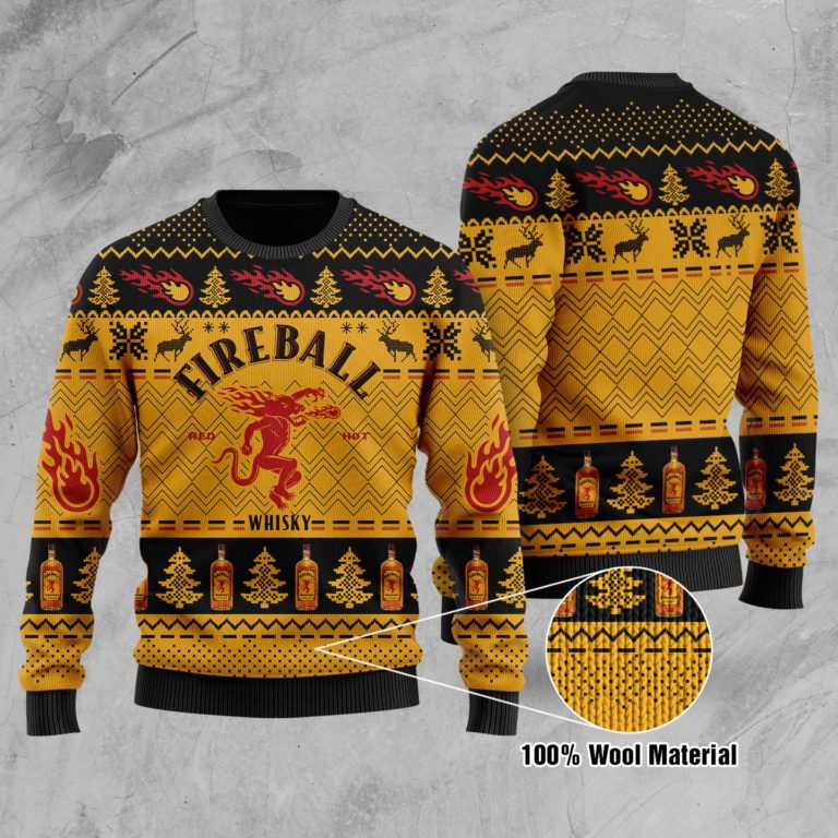 Fireball Cinnamon Full Printed Christmas Wool Sweater