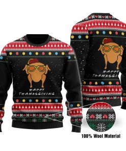 Happy Thanksgiving Turkey Full Printed Christmas Wool Sweater