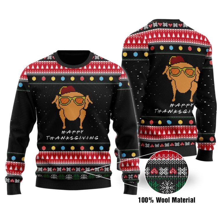 Happy Thanksgiving Turkey Full Printed Christmas Wool Sweater