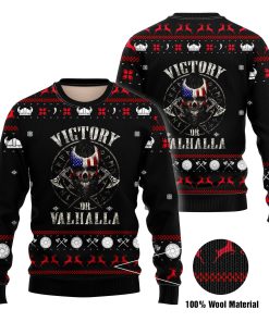 Victory Or Valhalla Full Printed Christmas Wool Sweater