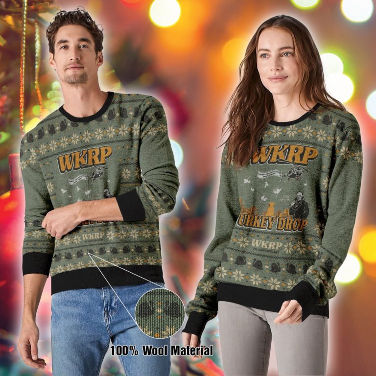 Wkrp Turkey Dropfull Printed Christmas Wool Sweater