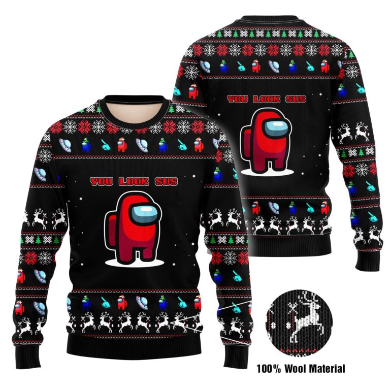 You Look Sus Full Printed Christmas Wool Sweater