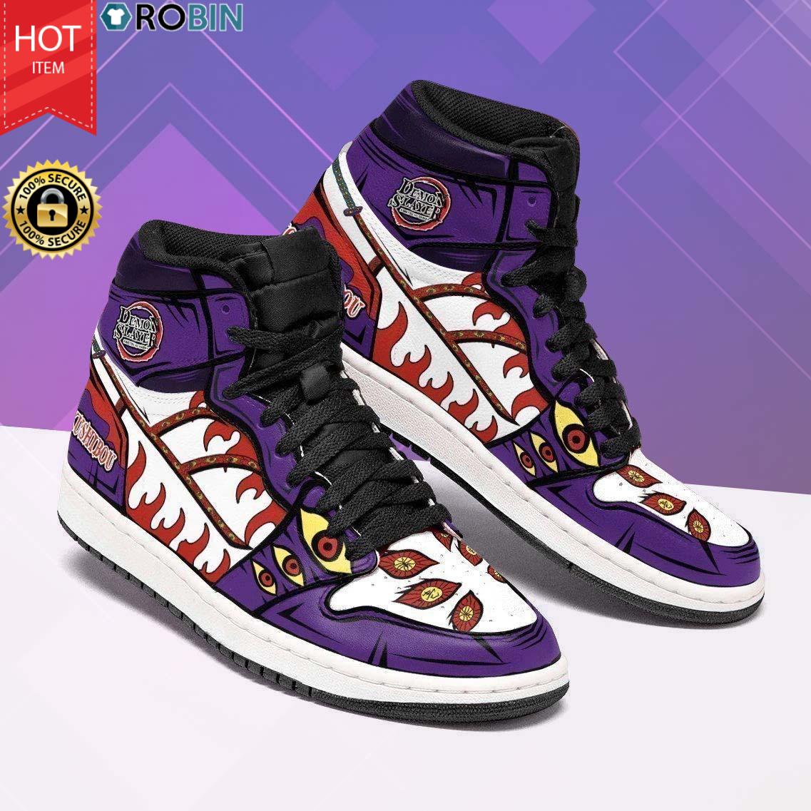 Demon Slayer Kokushibou Shoes - Jordan 1 High - RobinPlaceFabrics