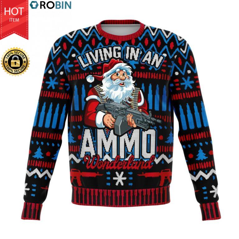 Santa Claus Living In An Ammo Christmas 3D Allover Printed Wool Sweater