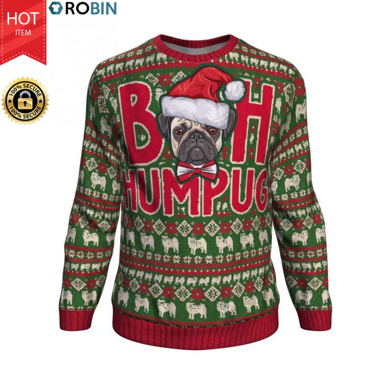 Bah Humpug For Pug Lover Christmas All-Over Printed Wool Sweater