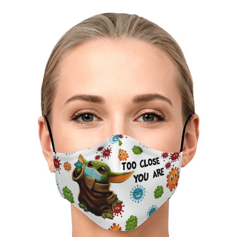 Too Close You Are Stay Away Covid-19 Baby Yoda Face Mask With PM2.5 Filter