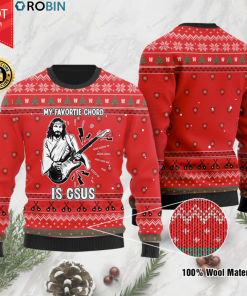 My Favorite Chord Is Gsus Jesus Playing Guitar Ugly Sweater