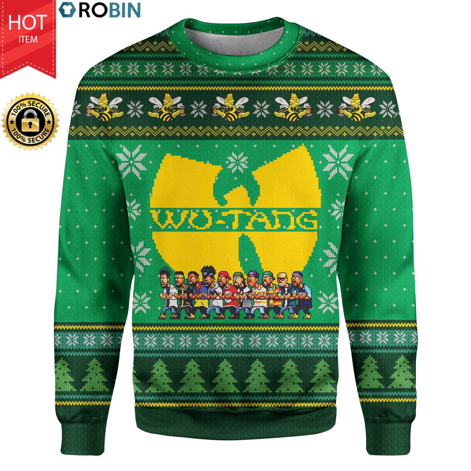 WuTang Clan Christmas Ugly Sweater, Hoodie, T Shirt RobinPlaceFabrics Wu Tang Christmas Sweater