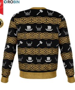 Falalala Valhalla La Viking Christmas All-Over Printed Wool Sweater