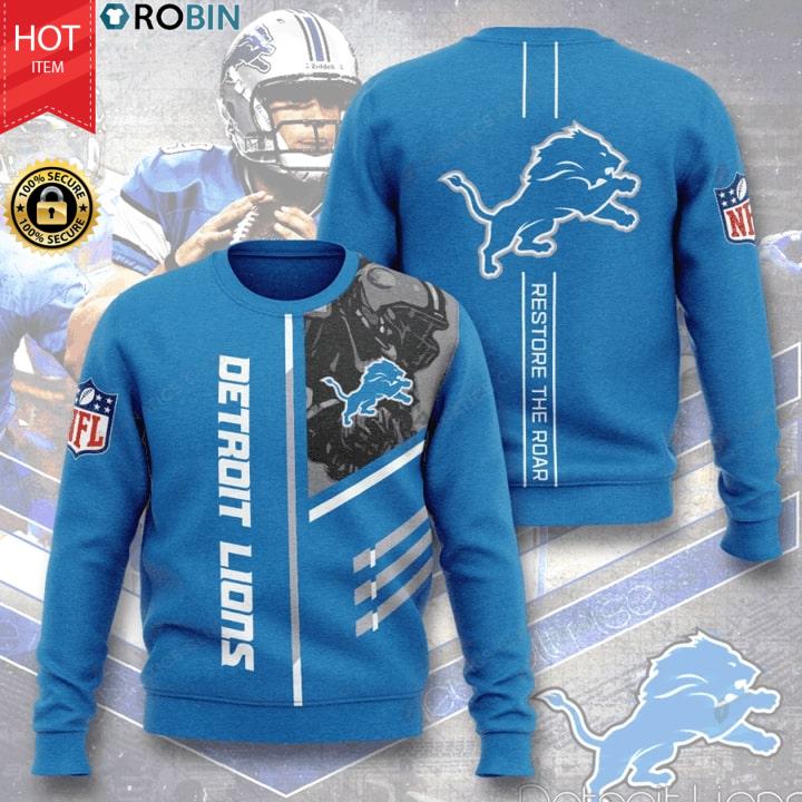 Detroit Lions Restore The Roar Full Printing Sweater - RobinPlaceFabrics