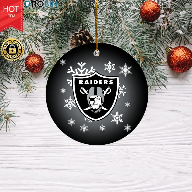 Las Vegas Raiders Merry Christmas Circle Ornament