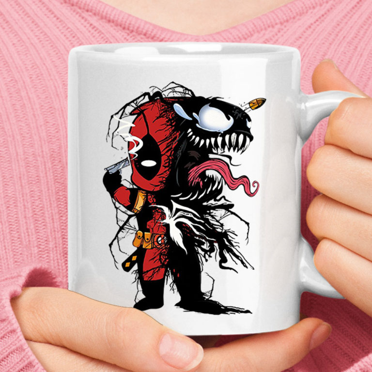 Chibi Deadpool X Venom Bullet Through Head Mashup Mug