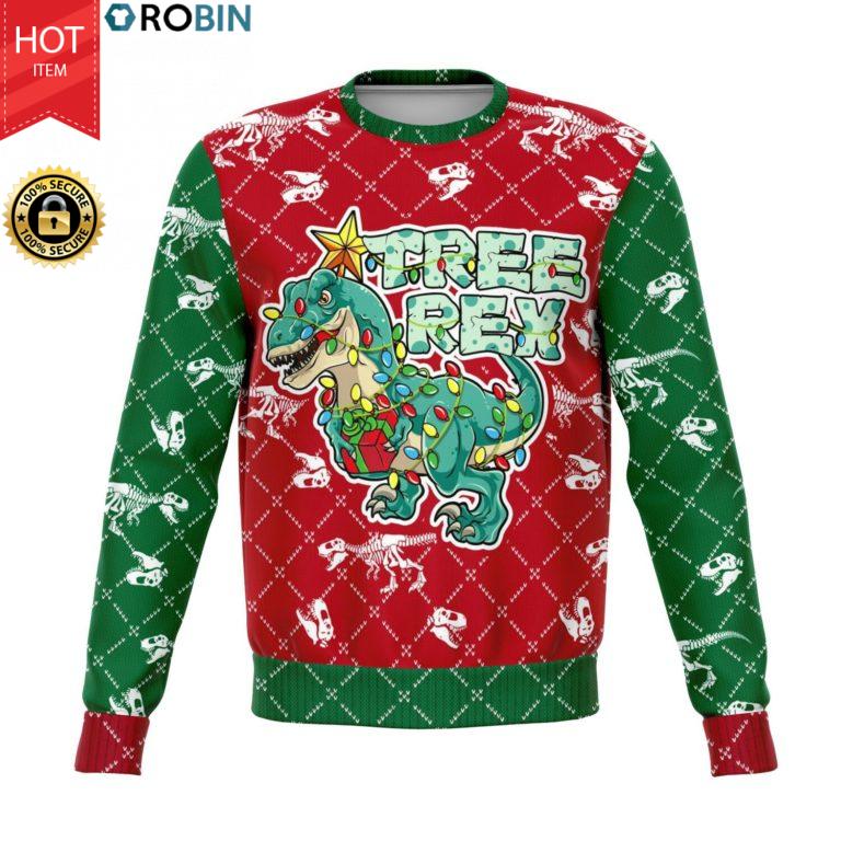 Tree Rex T-Rex Dinosaur Christmas All-Over Printed Wool Sweaters