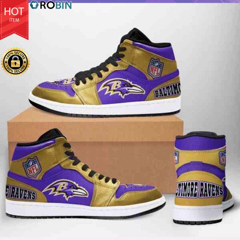 Baltimore Ravens NFL Football Sneaker Boots – Jordan 1 High Sneaker