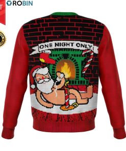 One Night Only Naked Sexy Santa Christmas 3D Allover Printed Wool Sweater