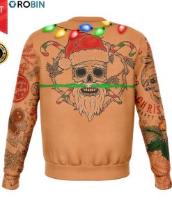 Xmas Life 3D Bra & Tattoos Skeleton Santa 3D All-Over Printed Wool Sweater