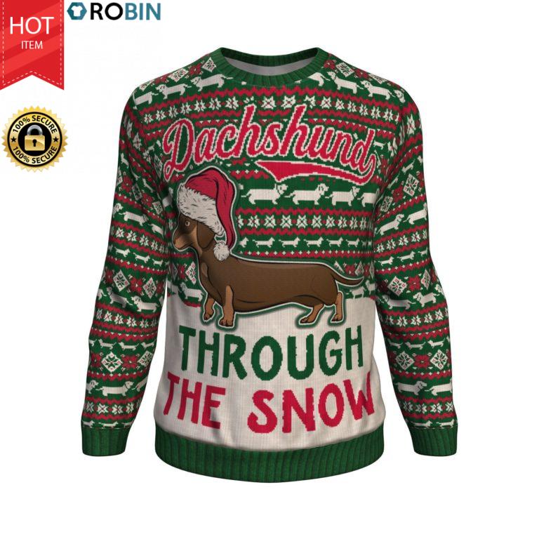 Dachshund Through The Snow For Dog Lover All-Over Printed Wool Sweater