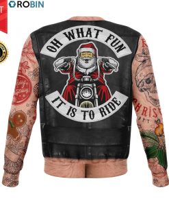 Tattoos Santa Biker Fun To Ride Christmas 3D Allover Printed Wool Sweater
