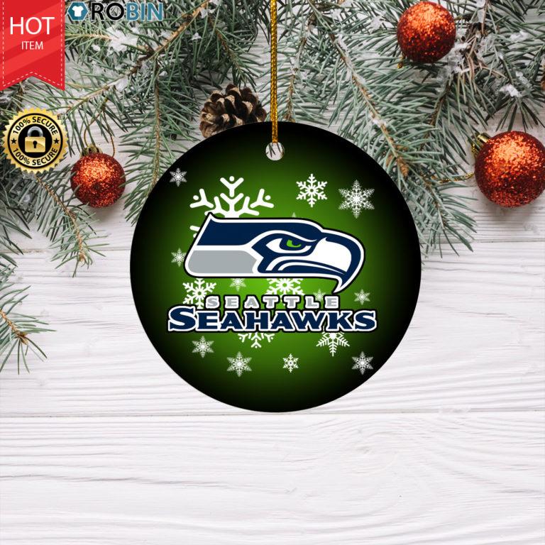 Seattle Seahawks Merry Christmas Circle Ornament