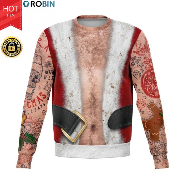 White Skin Tattoo Hairy Body Christmas 3D Allover Printed Wool Sweater