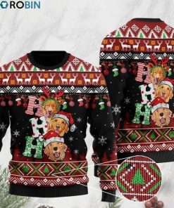 Golden Retriever Ho Ho Ho Christmas Ugly Sweater