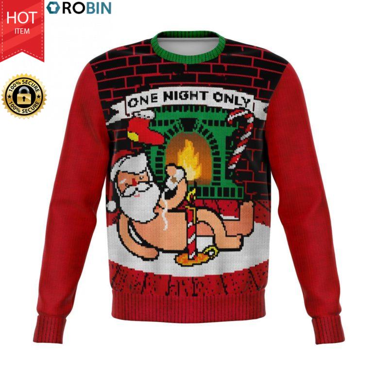 One Night Only Naked Sexy Santa Christmas 3D Allover Printed Wool Sweater