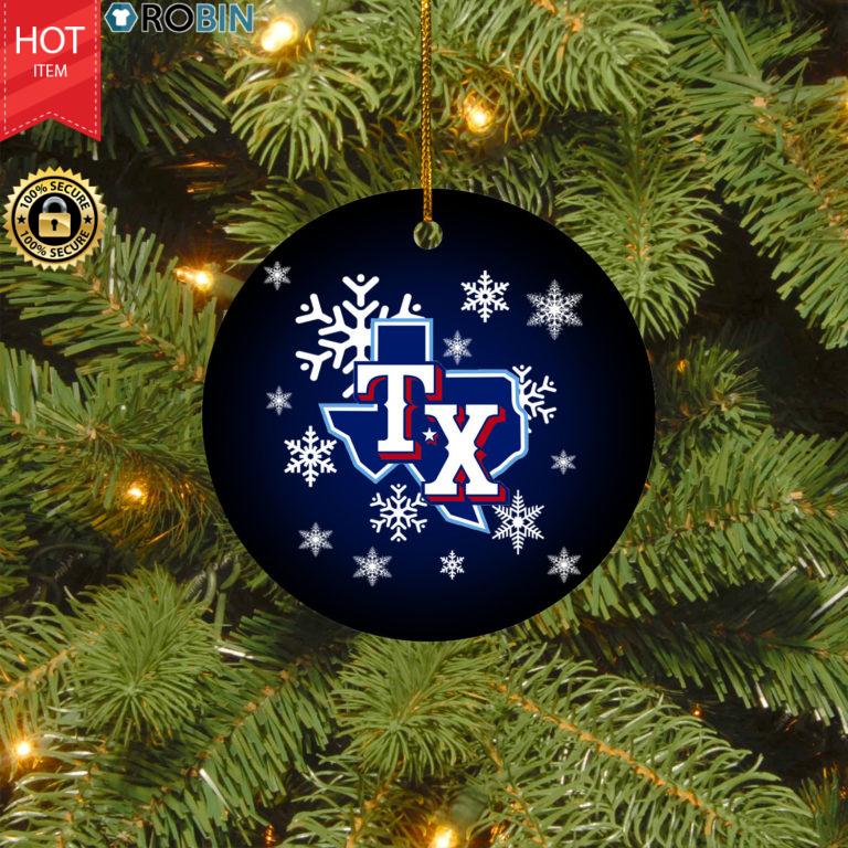 Texas Rangers Merry Christmas Circle Ornament