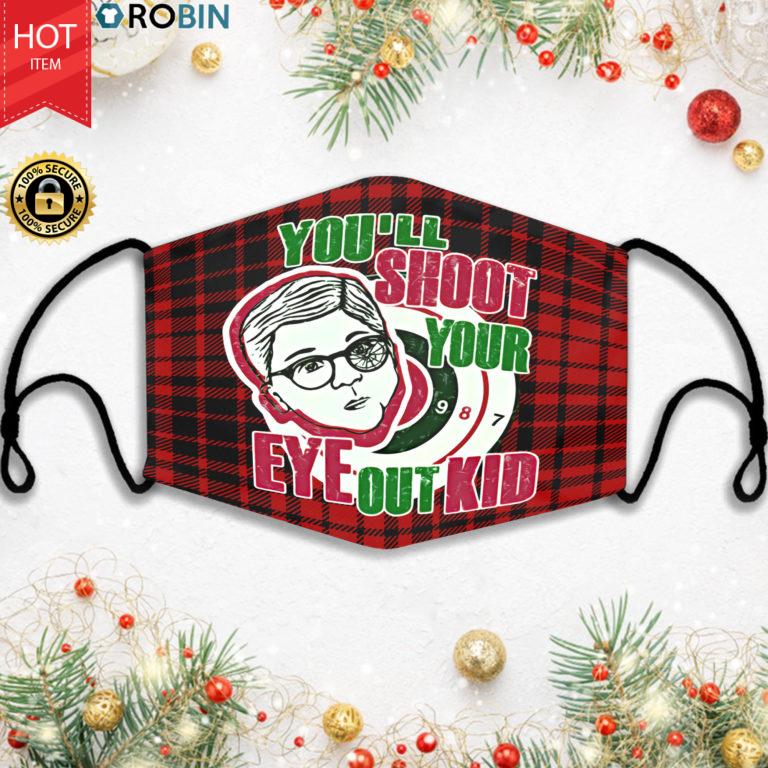 I Just Like To Smile You'll Shoot Your Eye Out Kid Elf Xmas Face Mask + PM2.5 Filter