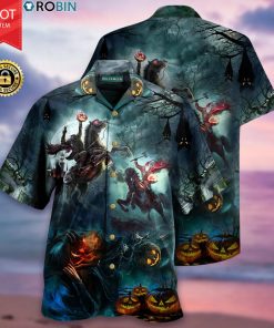 Headless Horseman Pumpkin Halloween Button-up T Shirt