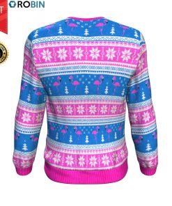 Fa La La La Mingo Santa Claus In Pink All-Over Printed Wool Sweater