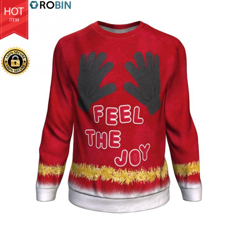 Feel The Joy Merry Christmas All-Over Printed Wool Sweater