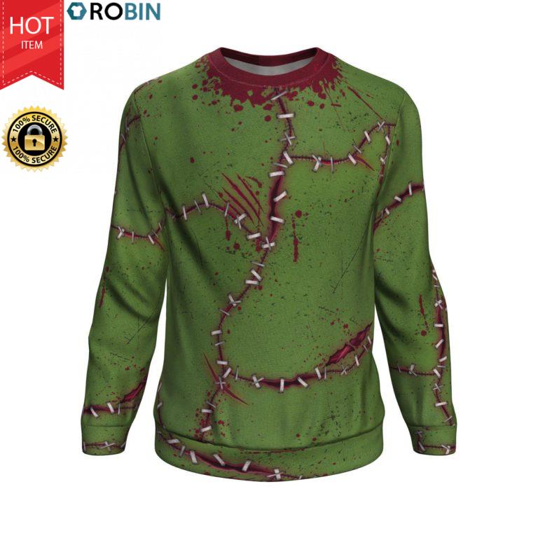 Frankenstein Inspired For Halloween All-Over Printed Wool Sweater
