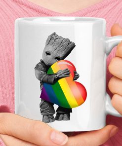 Groot Hugging LGBT Heart Logo Guardians Of The Galaxy Mug